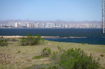 Punta del Este and a coastal haze over Brava Beach - Punta del Este and its near resorts - URUGUAY. Photo #84905