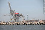 Grúas gigantes en el puerto de Montevideo. Torre Antel. Escollera Oeste. - Foto #32940
