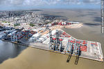 Grúas pórtico y playa de contenedores de la Terminal Cuenca del Plata. Vista aérea. - Foto #55740