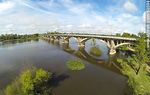 Foto aérea del puente en Ruta 5 sobre el Río Negro - Foto #63594