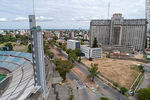 Vista aérea de la Avenida Ricaldoni, Área de la Salud, escuelas de medicina, CUDIM, torre de los homenajes del Estadio Centenario - Foto #67274