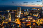 Vista aérea al anochecer del microcentro del Buceo, sus torres y su shopping - Foto #72854