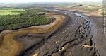 Vista aérea del reducido cauce del río Santa Lucía debido a la sequía del año 2023 - Foto #82158