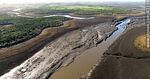 Vista aérea del reducido cauce del río Santa Lucía debido a la sequía del año 2023 - Foto #82156